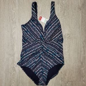 Jantzen Womens Twist Front One Piece Swimsuit Size 8 New